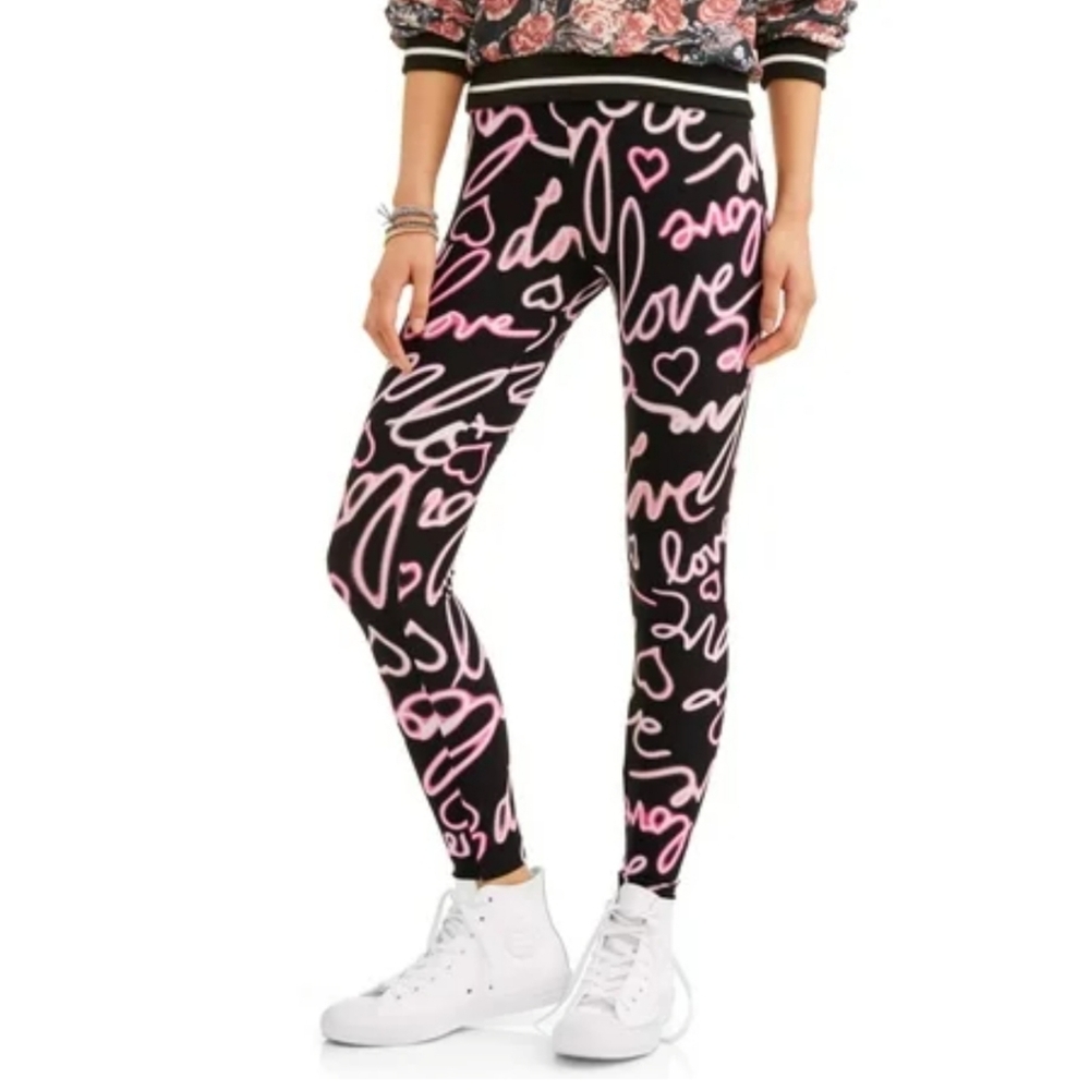 No boundaries herats print  sueded jersey ankle leggings